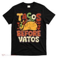 Tacos Before Vatos Funny Vintage Mexican Chicano T-Shirt thumb 0
