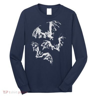 Three Bats Vintage 90s Style Bat Long Sleeve Shirt