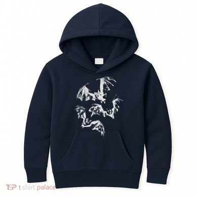 Three Bats Vintage 90s Style Bat Kids Hoodie
