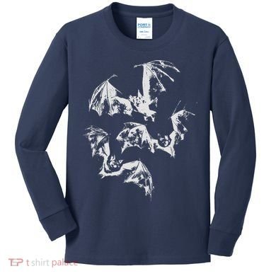 Three Bats Vintage 90s Style Bat Kids Long Sleeve Shirt