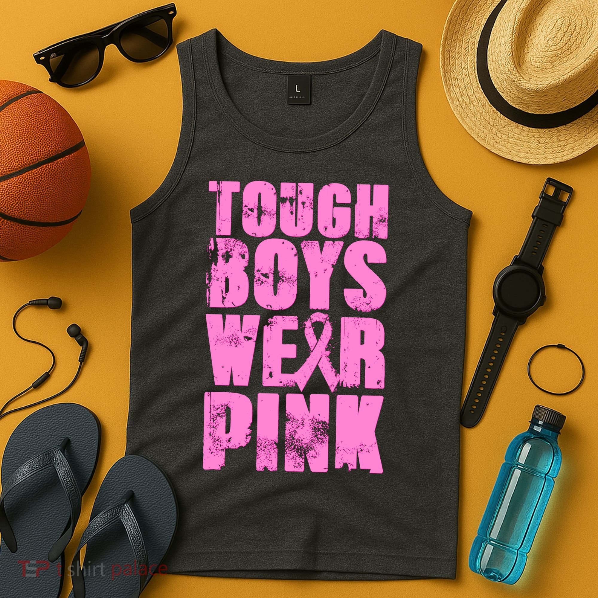 Tough Boyz Wear Pink Support Breast Cancer Awareness Tank Top