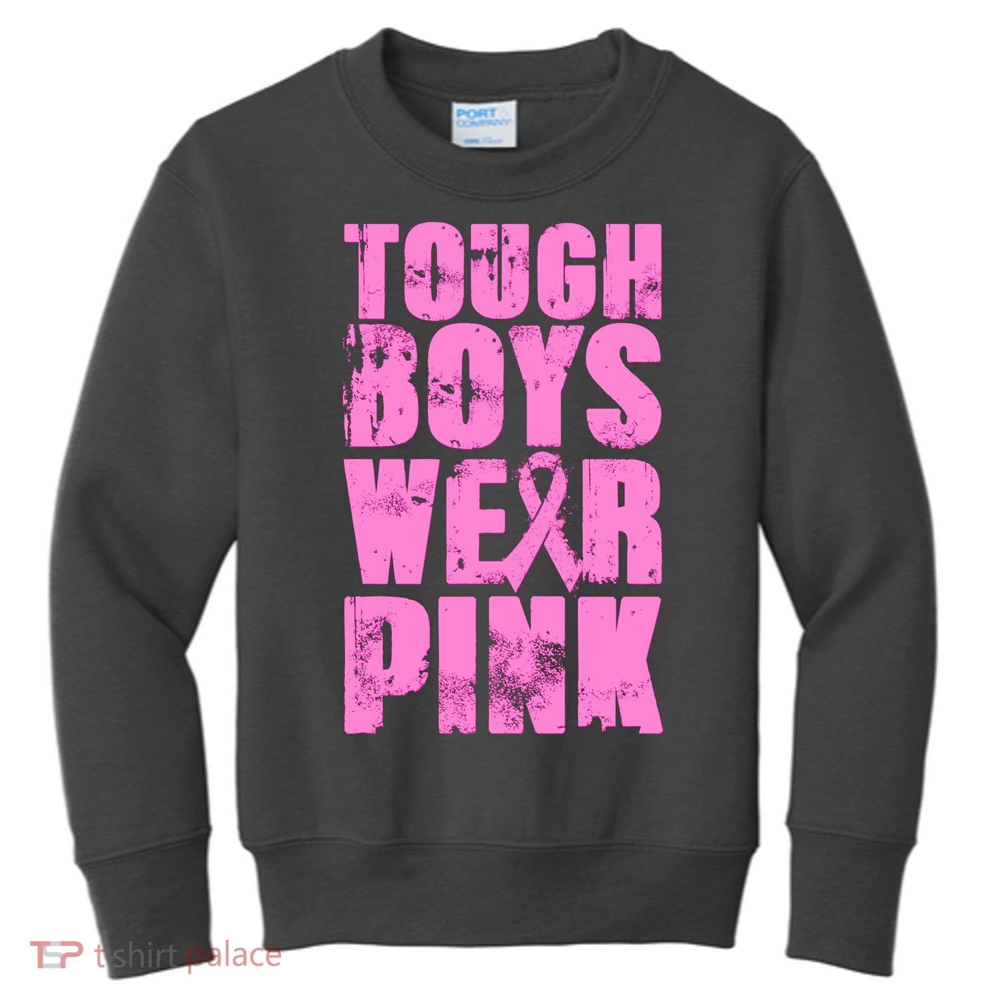 Tough Boyz Wear Pink Support Breast Cancer Awareness Kids Sweatshirt