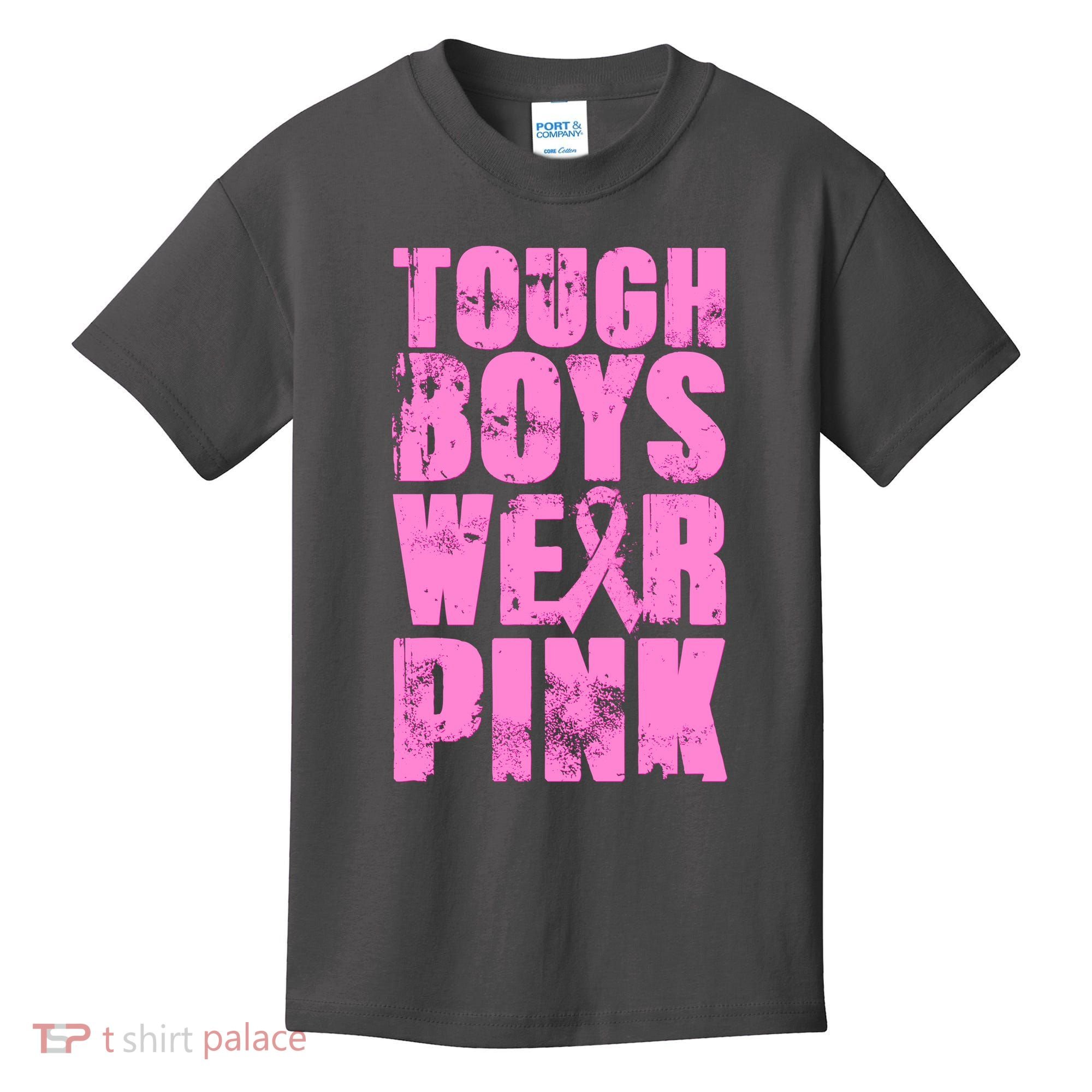 Tough Boyz Wear Pink Support Breast Cancer Awareness Kids T-Shirt