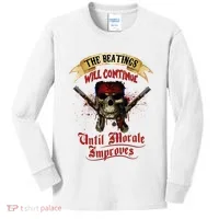 The Beatings Will Continue Until Morale Improves Kids Long Sleeve Shirt thumb 0