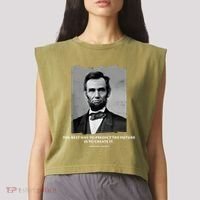 The Best Way To Predict The Future Is To Create It Abraham Lincoln Garment-Dyed Women's Muscle Tee thumb 2