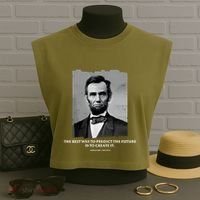 The Best Way To Predict The Future Is To Create It Abraham Lincoln Garment-Dyed Women's Muscle Tee thumb 3