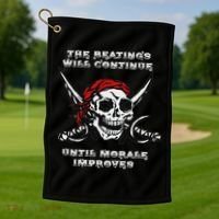 The Beatings Will Continue Until Morale Improves Golf Towel thumb 1