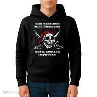 The Beatings Will Continue Until Morale Improves Kids Hoodie thumb 4