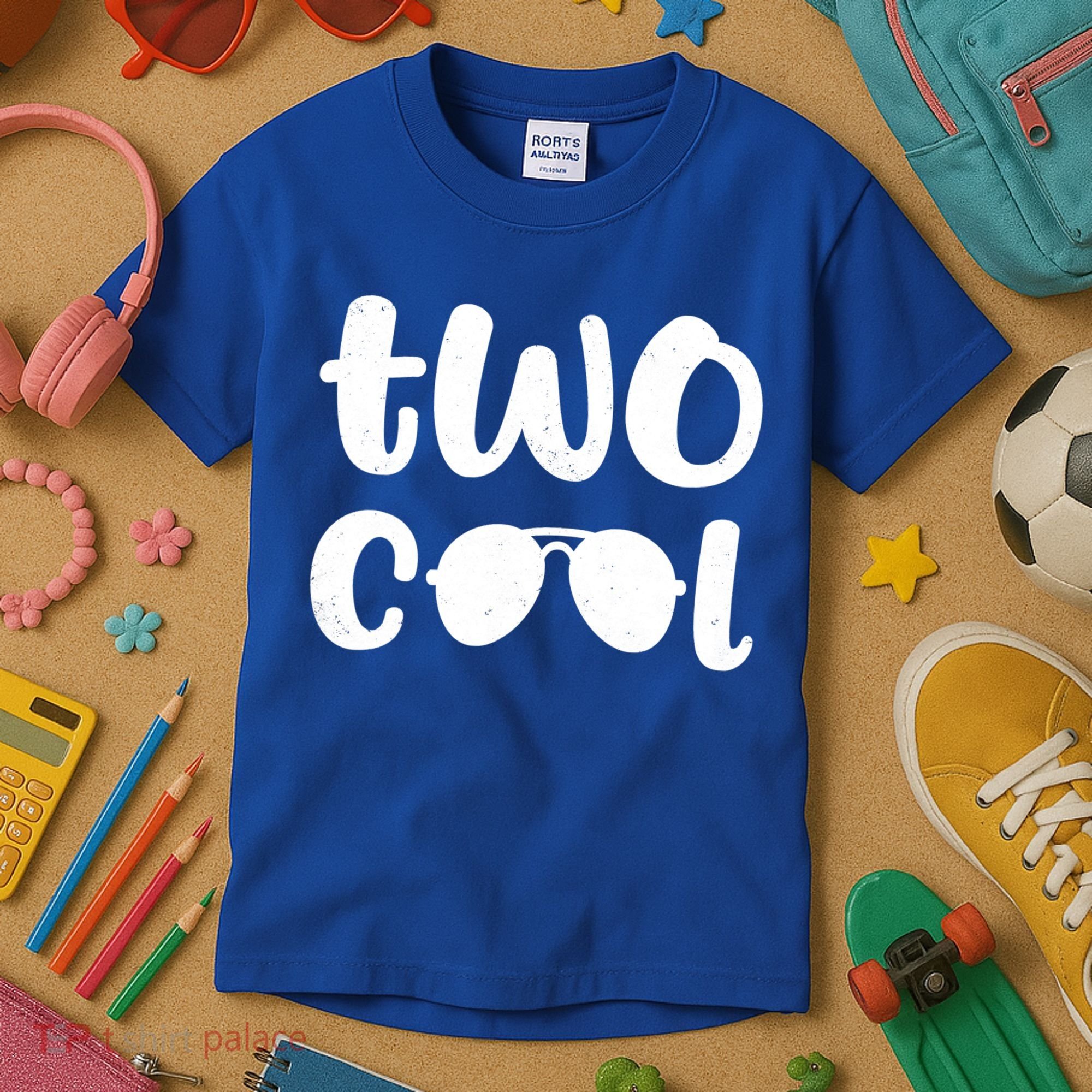 Two Cool 2nd Birthday Gift 2 Year Old Boy Second Bday Kids T-Shirt