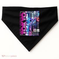 Tokyo City 80s Synthwave Racing Car Japan Tokyo USA-Made Doggie Bandana thumb 0