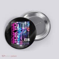 Tokyo City 80s Synthwave Racing Car Japan Tokyo Button thumb 0