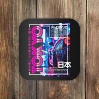 Tokyo City 80s Synthwave Racing Car Japan Tokyo Coaster thumb 0