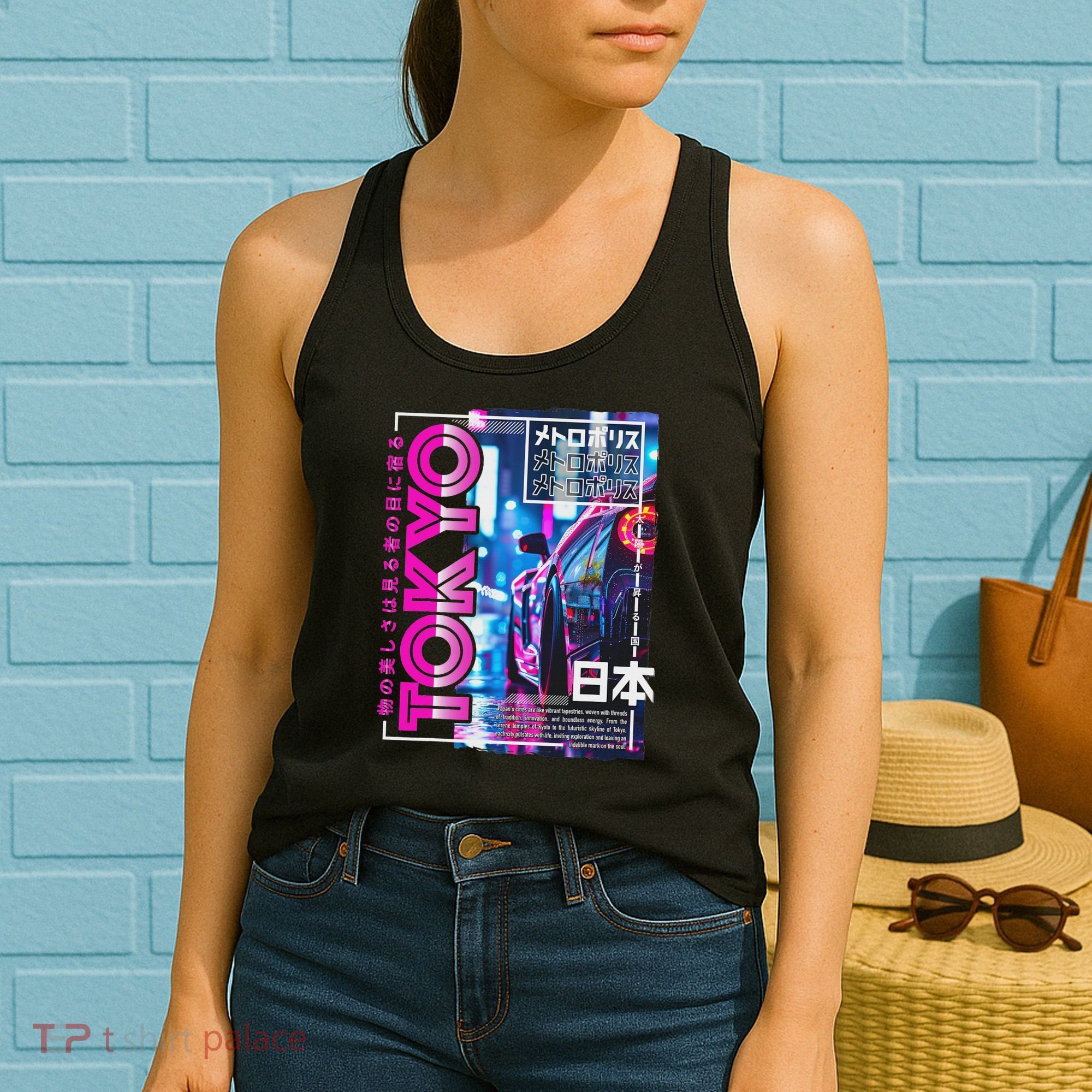 Tokyo City 80s Synthwave Racing Car Japan Tokyo Women's Tank Top