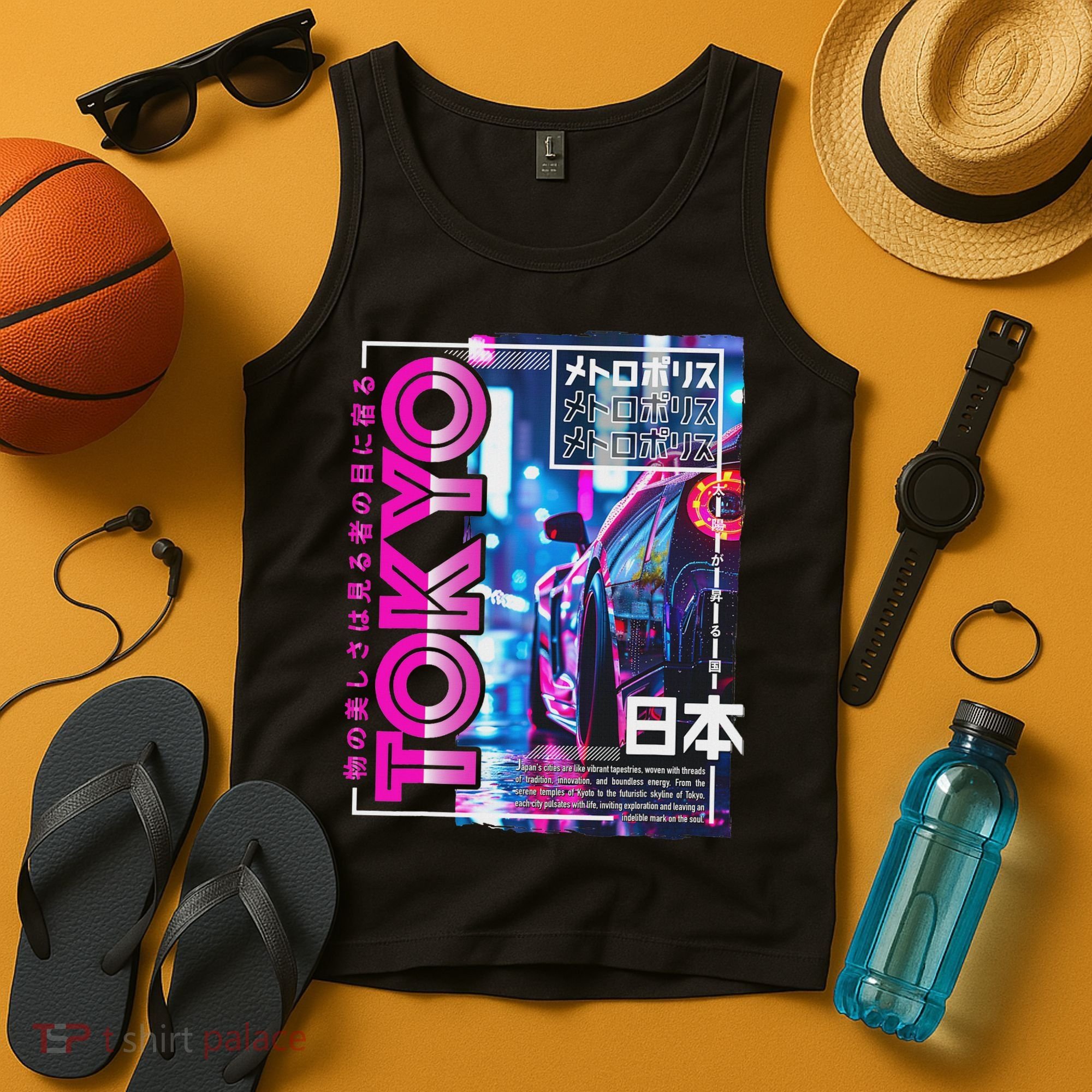 Tokyo City 80s Synthwave Racing Car Japan Tokyo Tank Top