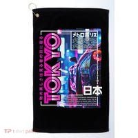 Tokyo City 80s Synthwave Racing Car Japan Tokyo Golf Towel thumb 0