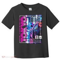 Tokyo City 80s Synthwave Racing Car Japan Tokyo Toddler T-Shirt thumb 0
