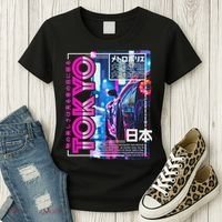 Tokyo City 80s Synthwave Racing Car Japan Tokyo Women's T-Shirt thumb 3