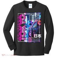Tokyo City 80s Synthwave Racing Car Japan Tokyo Kids Long Sleeve Shirt thumb 0