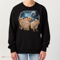 Three Capybaras And Moon Funny Capybara Humor Parody Women's Sweatshirt thumb 0