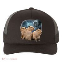 Three Capybaras And Moon Funny Capybara Humor Parody Yupoong Adult 5-Panel Trucker Hat thumb 0