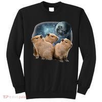 Three Capybaras And Moon Funny Capybara Humor Parody Sweatshirt thumb 0