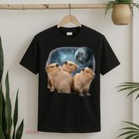 Three Capybaras And Moon Funny Capybara Humor Parody T-Shirt thumb 2