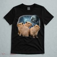 Three Capybaras And Moon Funny Capybara Humor Parody T-Shirt thumb 5