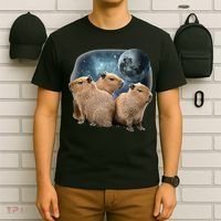 Three Capybaras And Moon Funny Capybara Humor Parody T-Shirt thumb 6