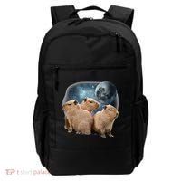 Three Capybaras And Moon Funny Capybara Humor Parody Backpack thumb 0
