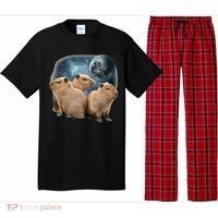Three Capybaras And Moon Funny Capybara Humor Parody Pajama Set thumb 0