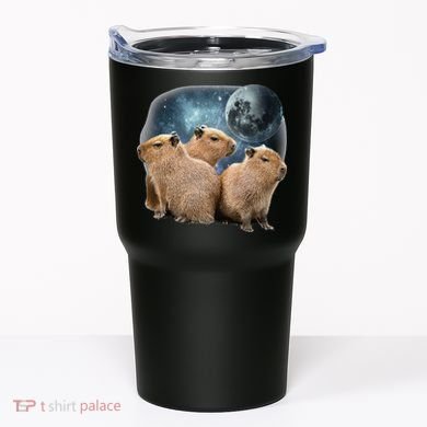 Three Capybaras And Moon Funny Capybara Humor Parody Tumbler