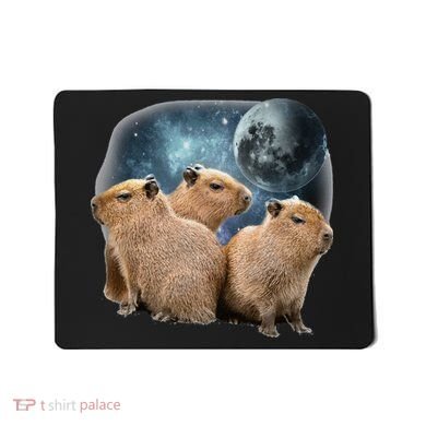 Three Capybaras And Moon Funny Capybara Humor Parody Mousepad