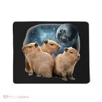 Three Capybaras And Moon Funny Capybara Humor Parody Mousepad thumb 0