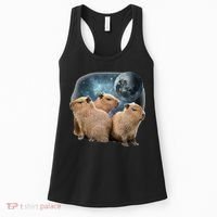 Three Capybaras And Moon Funny Capybara Humor Parody Women's Tank Top thumb 0