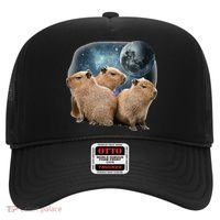 Three Capybaras And Moon Funny Capybara Humor Parody Hat thumb 0