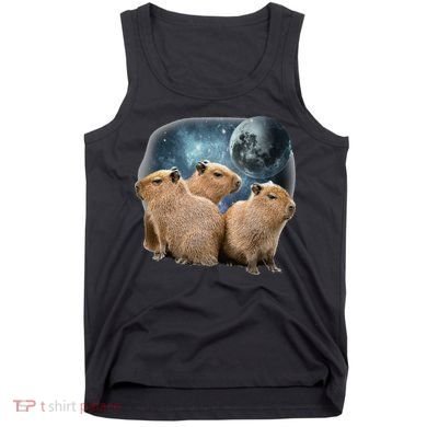 Three Capybaras And Moon Funny Capybara Humor Parody Tank Top