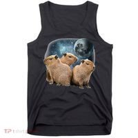 Three Capybaras And Moon Funny Capybara Humor Parody Tank Top thumb 0