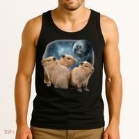 Three Capybaras And Moon Funny Capybara Humor Parody Tank Top thumb 3