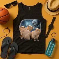 Three Capybaras And Moon Funny Capybara Humor Parody Tank Top thumb 4