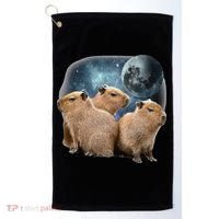 Three Capybaras And Moon Funny Capybara Humor Parody Golf Towel thumb 0