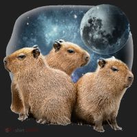 Three Capybaras And Moon Funny Capybara Humor Parody Golf Towel thumb 3