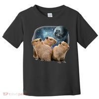 Three Capybaras And Moon Funny Capybara Humor Parody Toddler T-Shirt thumb 0