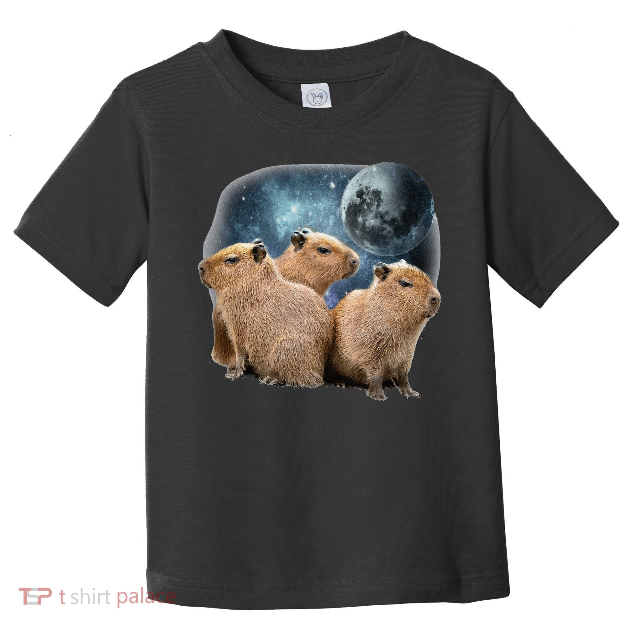 Three Capybaras And Moon Funny Capybara Humor Parody Toddler T-Shirt