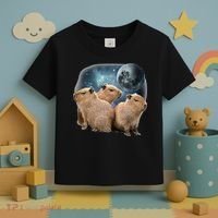 Three Capybaras And Moon Funny Capybara Humor Parody Toddler T-Shirt thumb 3