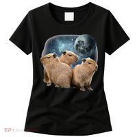 Three Capybaras And Moon Funny Capybara Humor Parody Women's T-Shirt thumb 0
