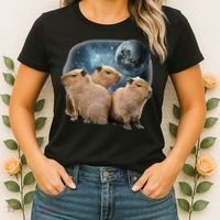 Three Capybaras And Moon Funny Capybara Humor Parody Women's T-Shirt thumb 2