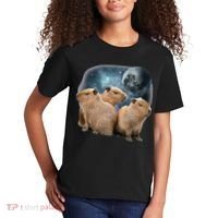 Three Capybaras And Moon Funny Capybara Humor Parody Kids T-Shirt thumb 2