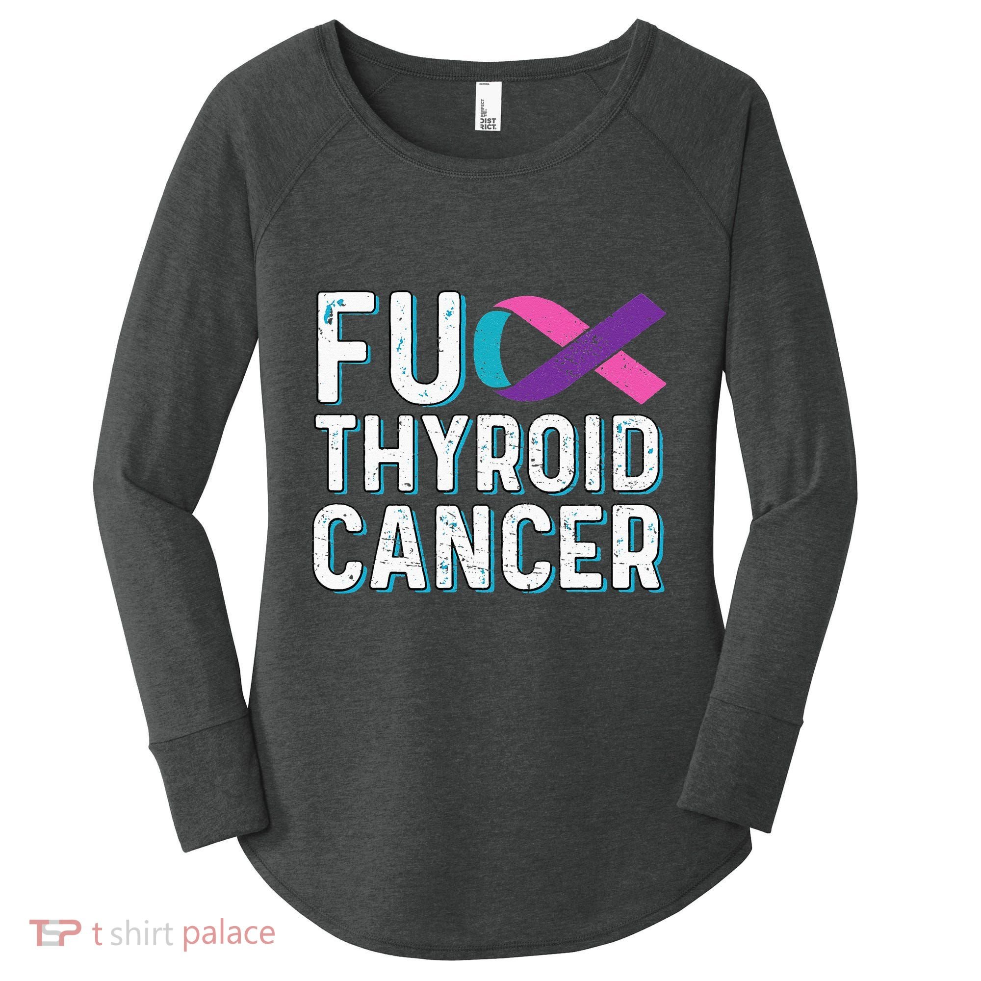 Thyroid Cancer Awareness Products Thyroid Cancer Survivor Women's Perfect Tri Tunic Long Sleeve Shirt