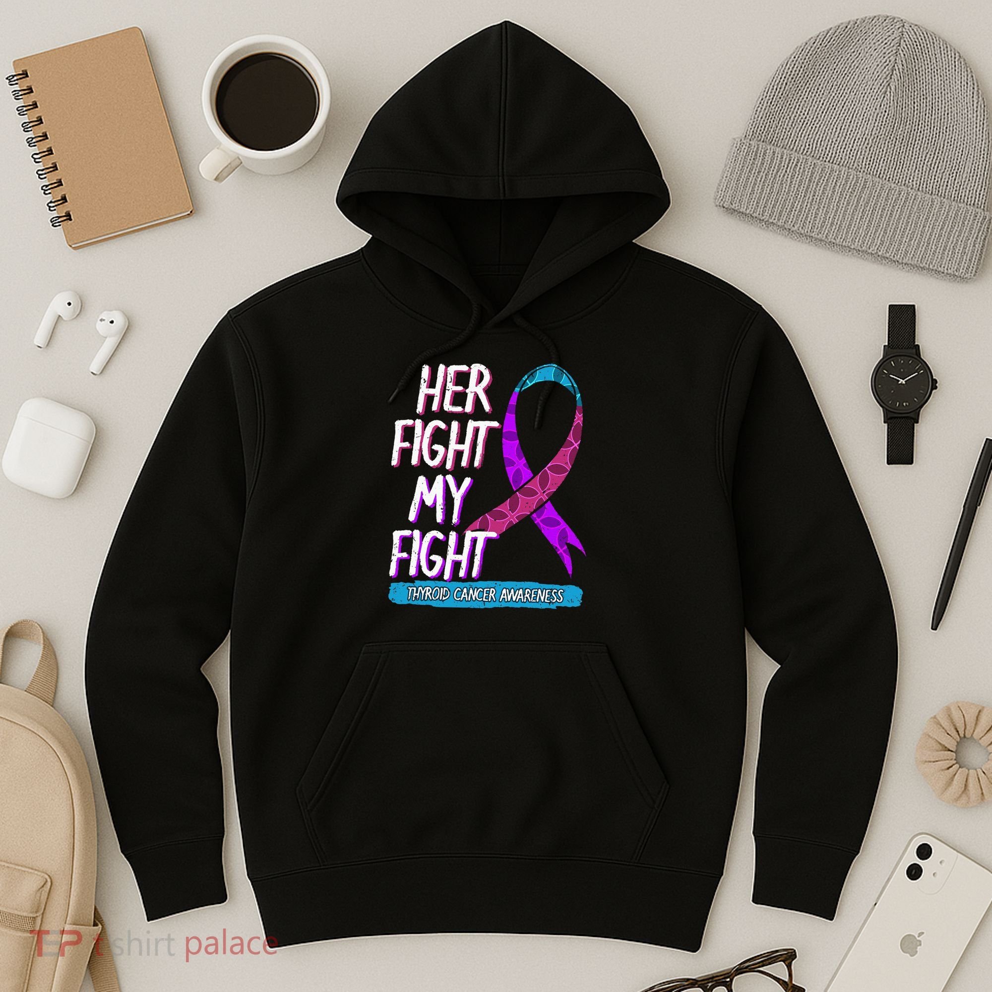 Thyroid Cancer Awareness Ribbon Endocrinologist Gift Idea Hoodie