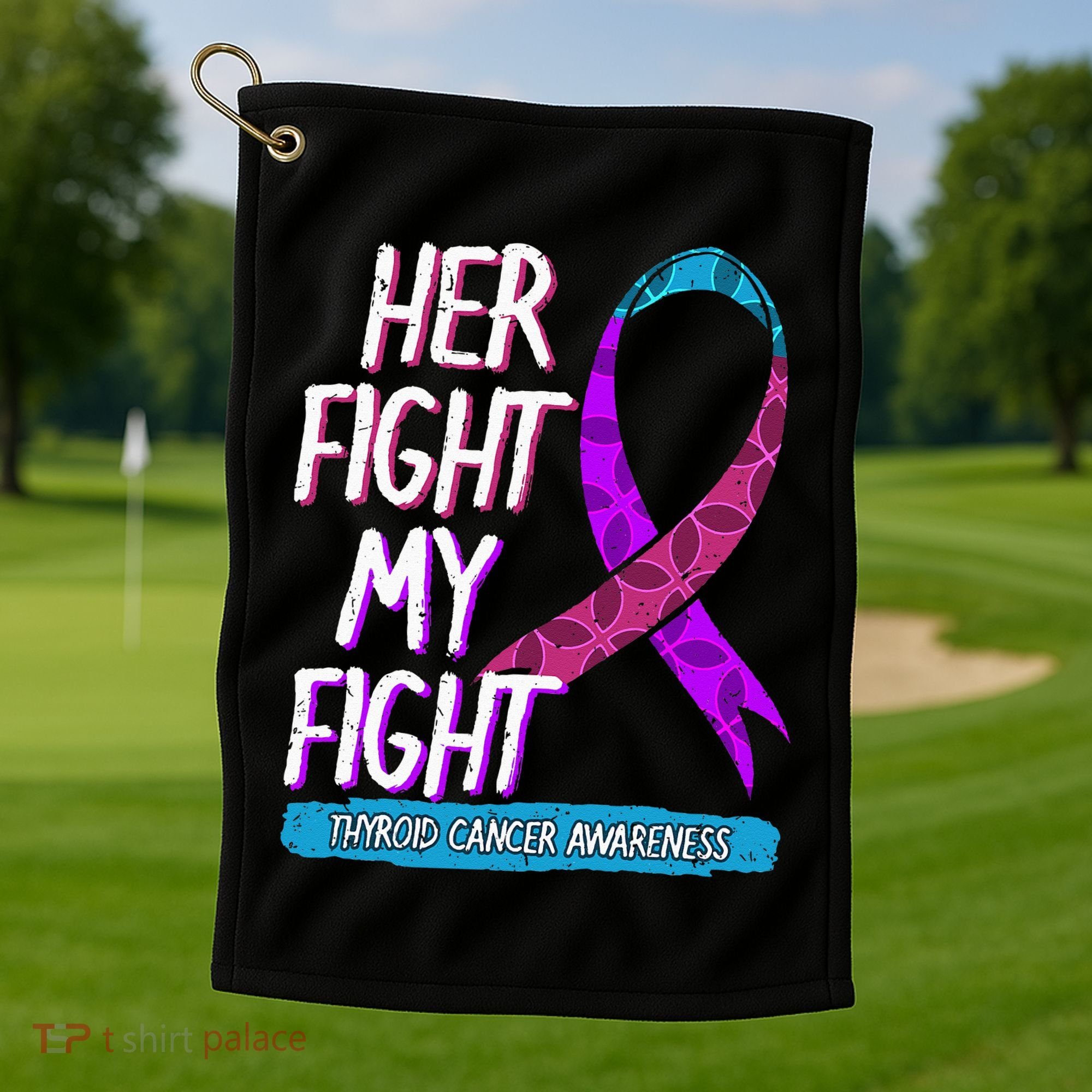 Thyroid Cancer Awareness Ribbon Endocrinologist Gift Idea Golf Towel